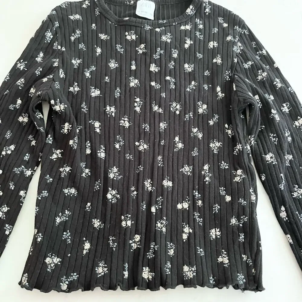 Zara girls ribbed floral top size 11/12